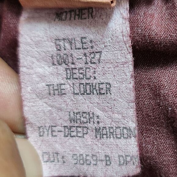MOTHER The Looker Skinny Denim Jeans Dye Deep Maroon Size 27 - Picture 10 of 10